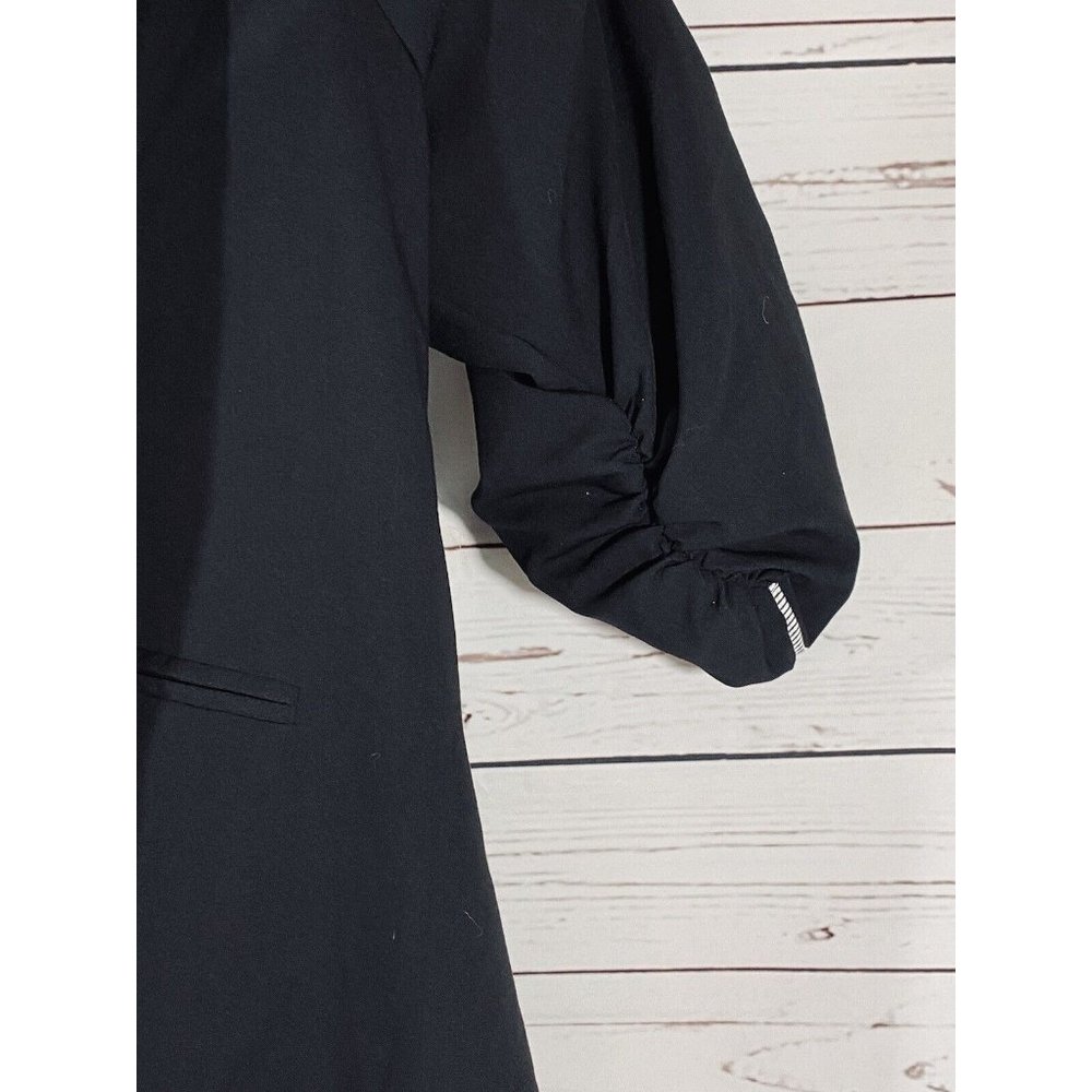 Torrid Womens Black Ruched 3/4 Sleeve Blazer Size 3 One-Button Lined Career Plus - Picture 10 of 13